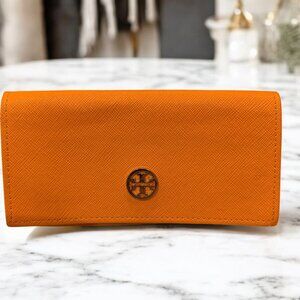 Tory Burch Sunglasses Case Orange Faux Leather Soft Case